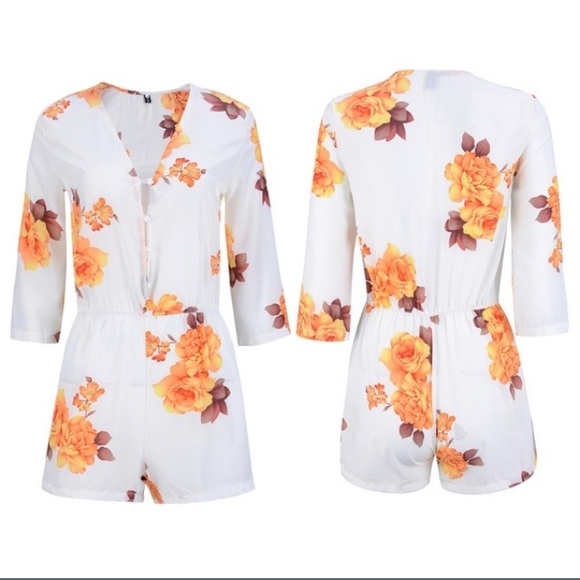 Floral V-Neck Romper - Picture 4 of 6