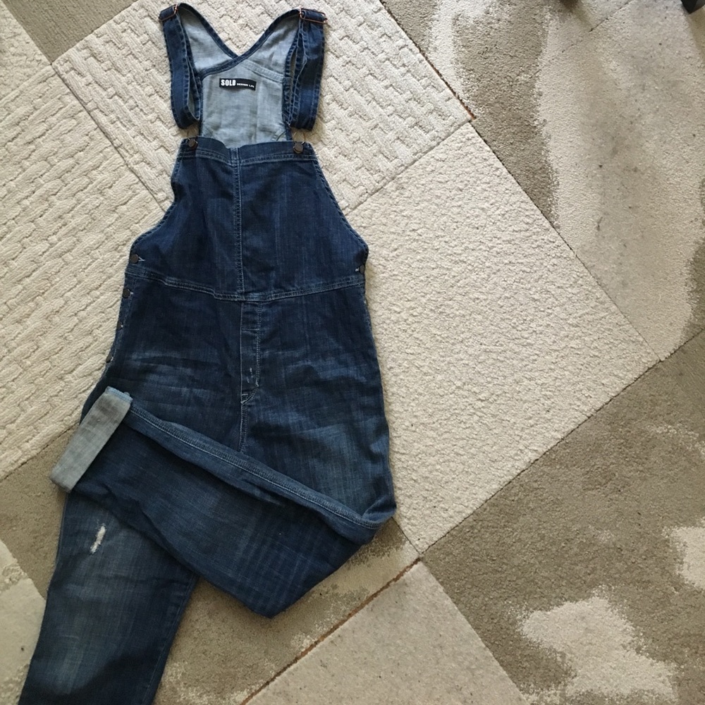 NWT distressed denim boyfriend overalls