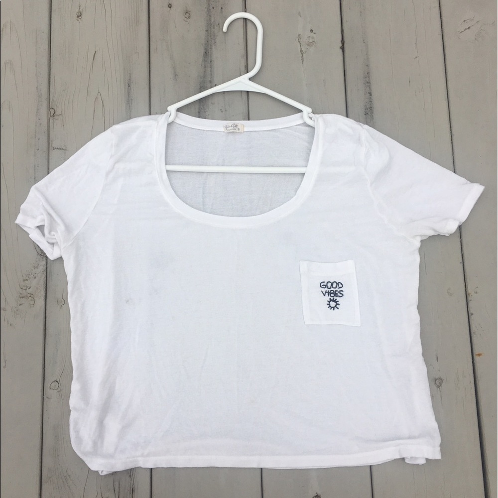 embroidered good vibes top