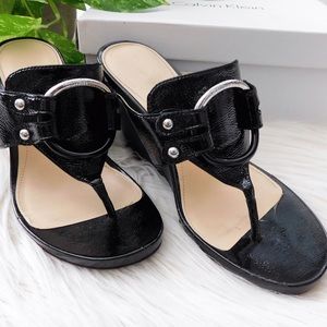 Calvin Klein Black Patent Leather Wedge