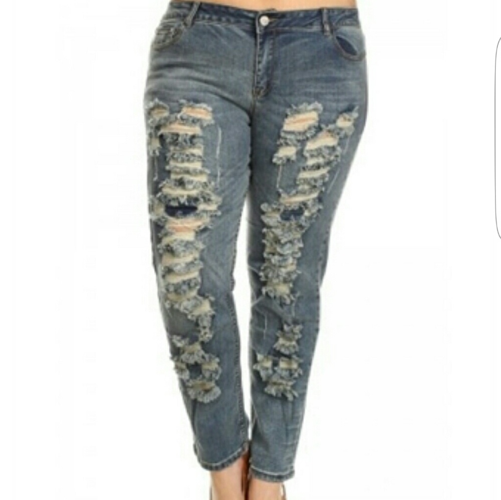 Ripped plus size jeans