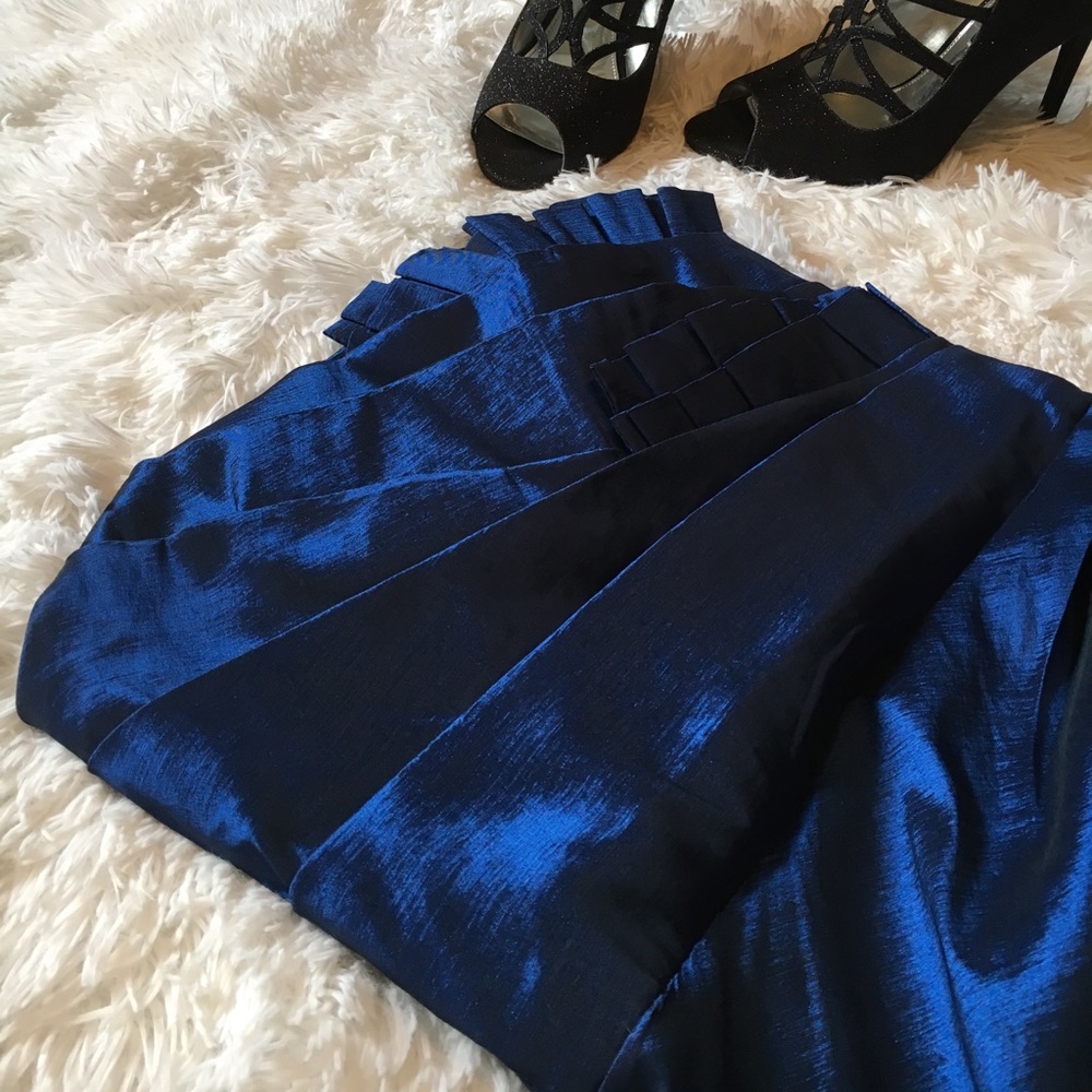 Royal Blue asymmetrical formal strapless dress