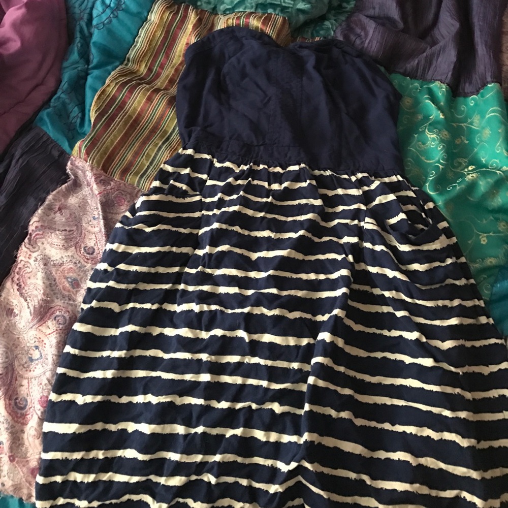 Navy strapless target dress