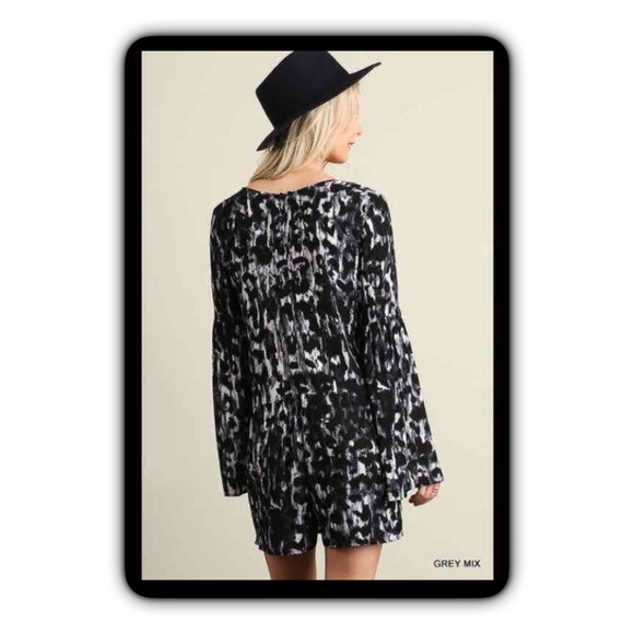 Flirty Animal Print Lace Up Romper SM - Picture 5 of 7