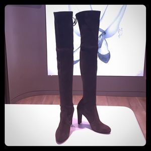 Stuart Weitzman Highland Boot, Slate suede, sz 8M