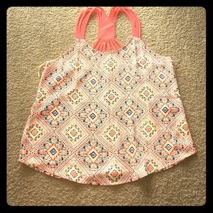 Neon strappy back tank top.