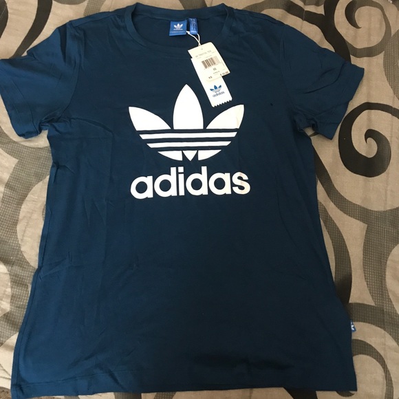 nwt adidas trefoil blue boyfriend graphic shirt - Picture 3 of 4