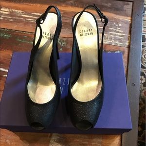 Stuart Weitzman Evening Black Peep Toe Pumps