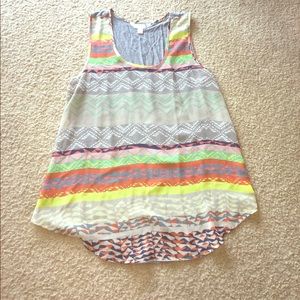 Grey and neon tank top.