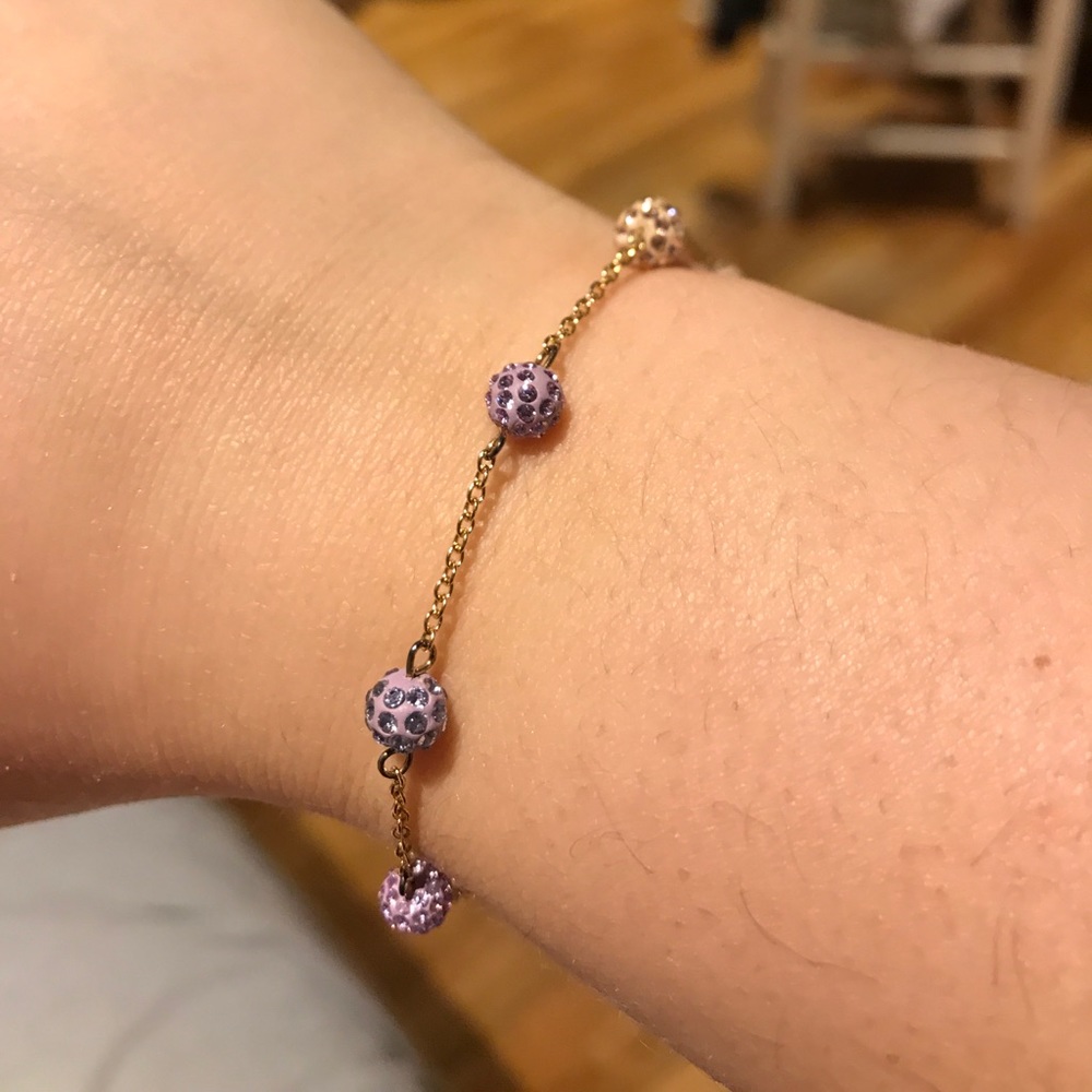 Swarovski Pink & Purple Ombre Bead Gold Chain