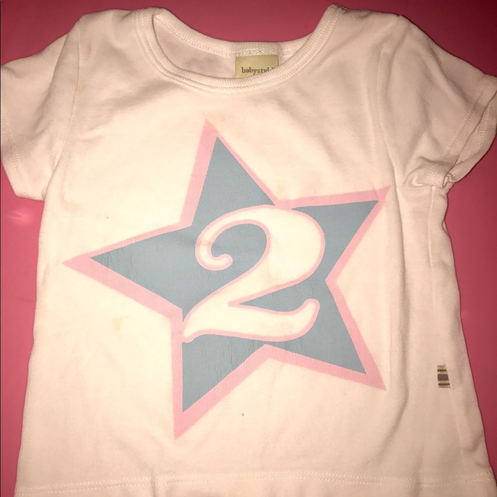 Babystyle Size 2T "2" star white tee shirt