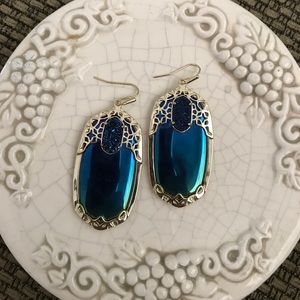 Iridescent Blue Large Kendra Scott w Druzy + Gold