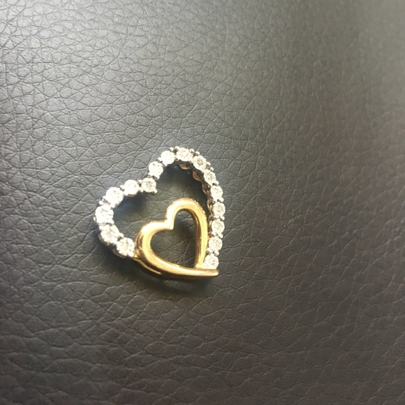 Gold plated Diamond heart pendant - Picture 1 of 2