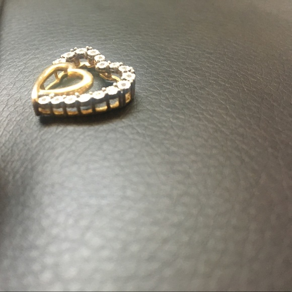 Gold plated Diamond heart pendant - Picture 2 of 2