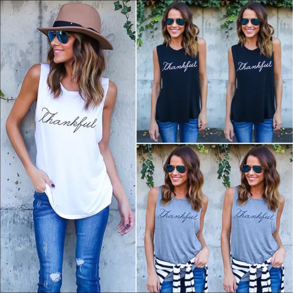 ✨ FLASH SALE Thankful T tee sleeveless shirt soft