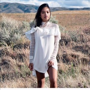 White lace ruffle dress