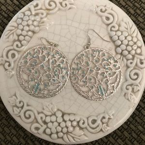 Circular Turquoise and Silver Earring