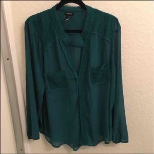 Torrid Sheer Emerald Blouse Size 2