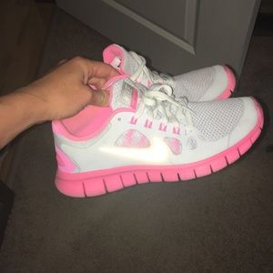 Cute white and pink nikes