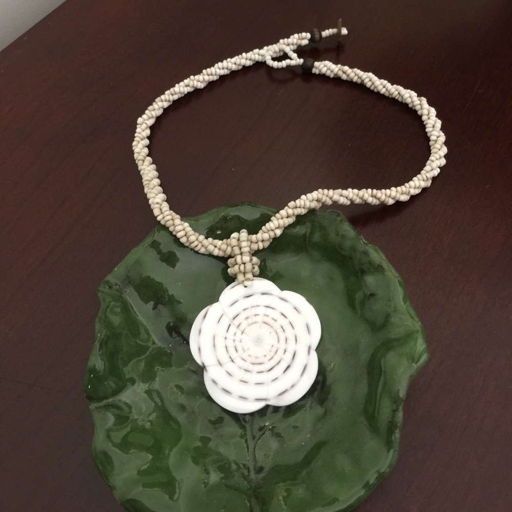 Carved tropical flower  necklace