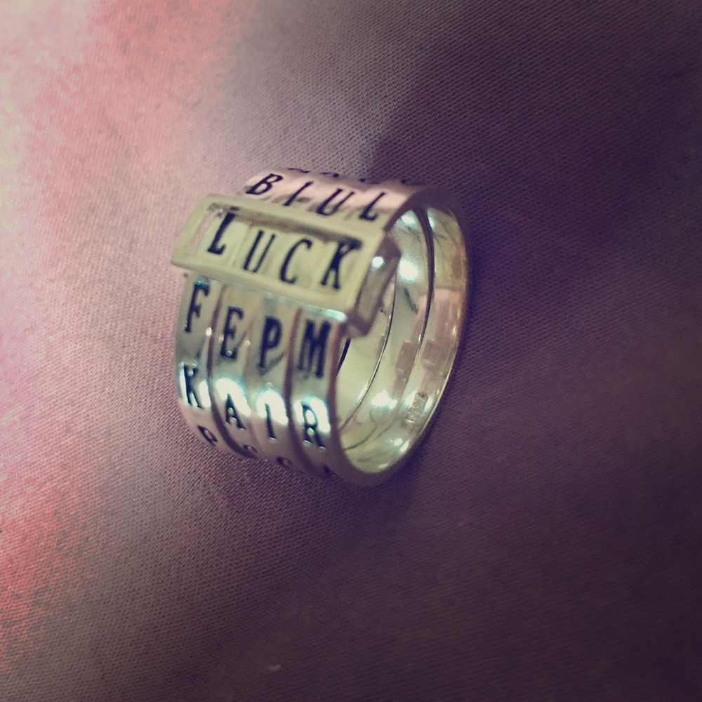 Handmade Letter Caved Ring Sterling Silver