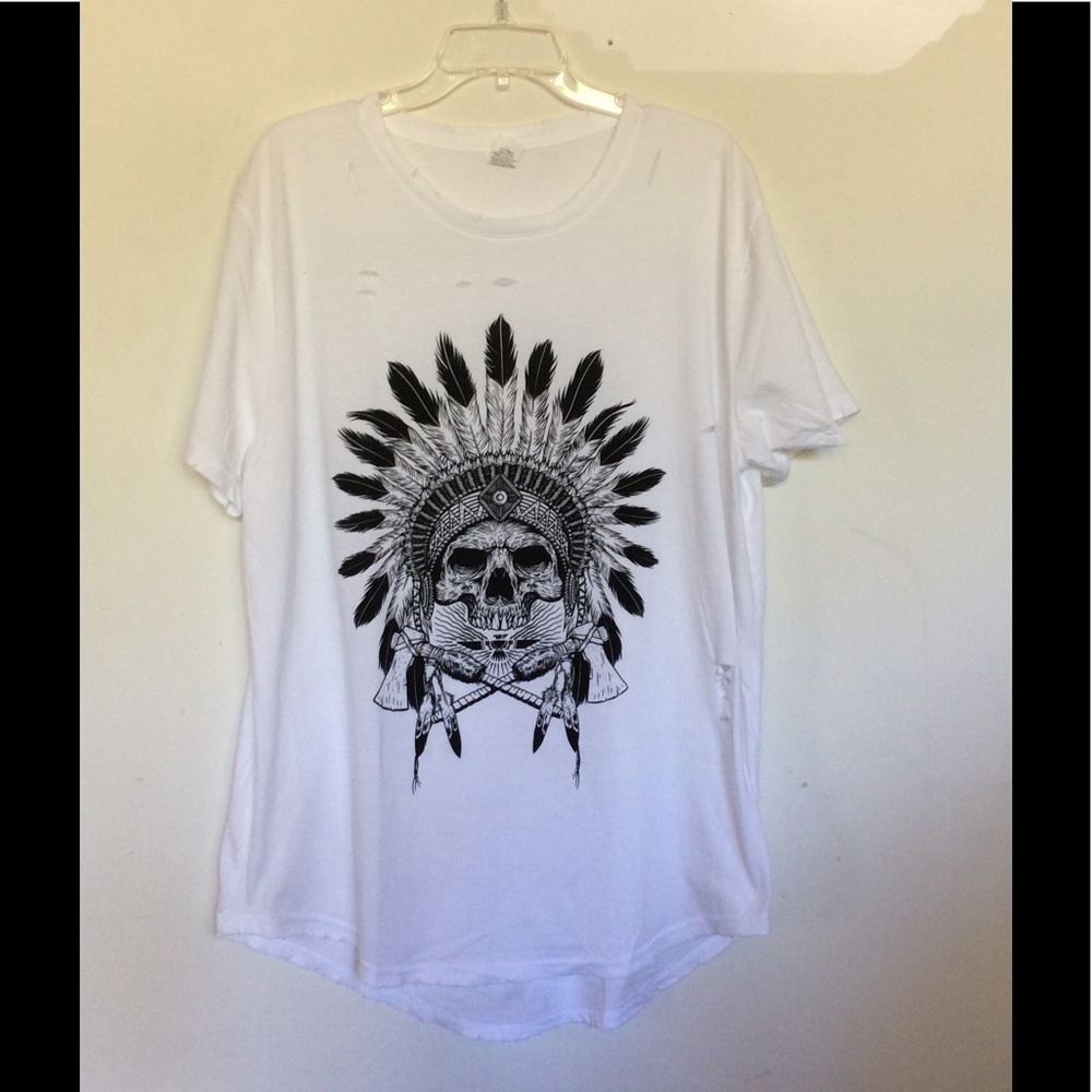 Destroyed Indian Skull Headdress t shirt - Picture 2 of 2