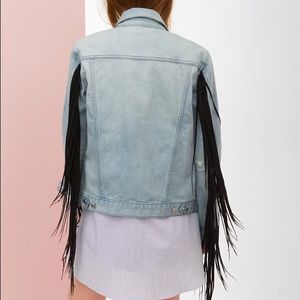 BLK DNM Fringe Detail Bleached Jean Jacket