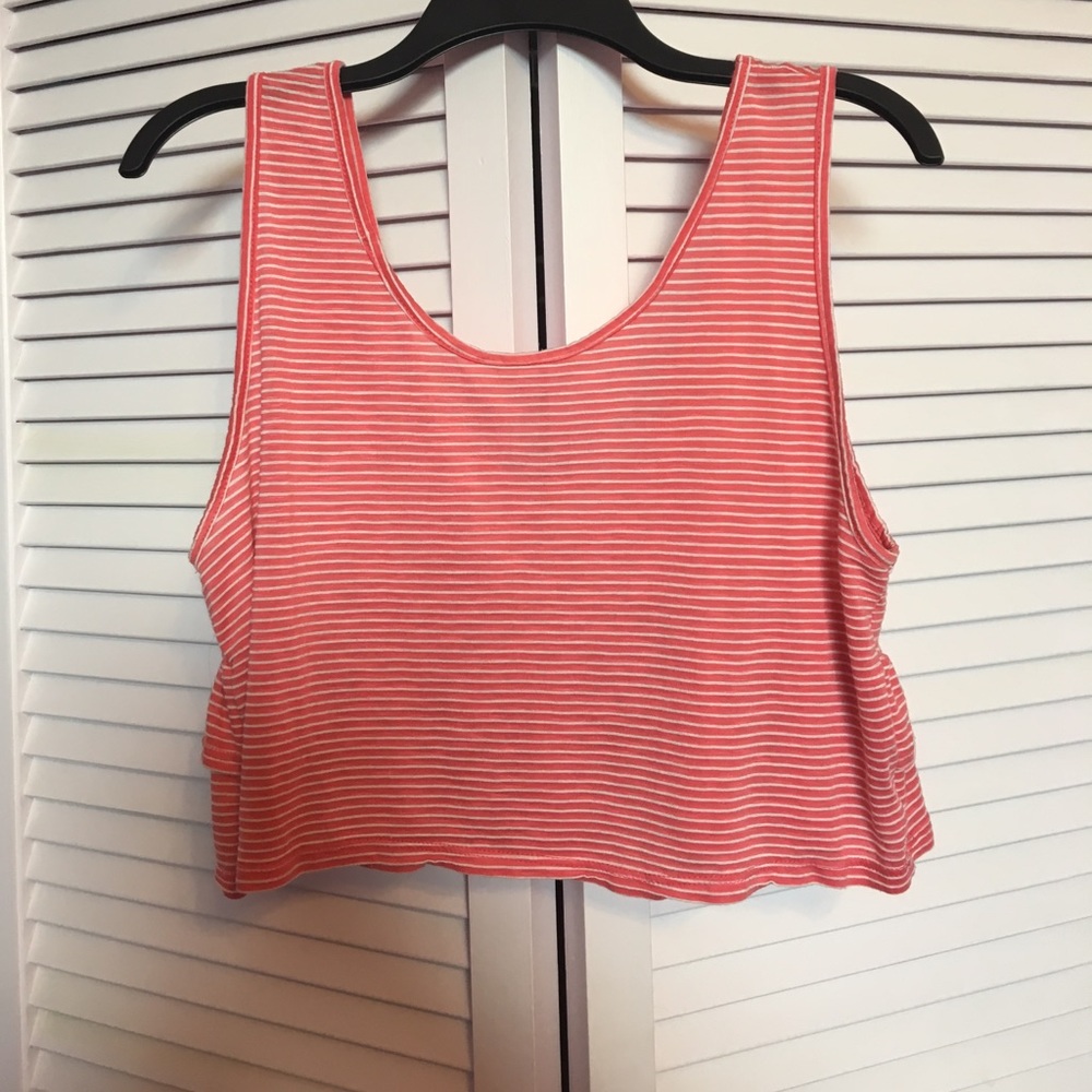 Red and White Striped Crop Top
