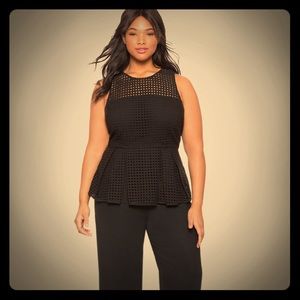 Eloquii eyelet peplum jumpsuit