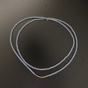 Double Wrap Periwinkle and Gold Necklace