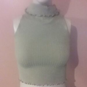 Light brown, beige crop top ribbed one size