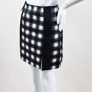 Carven Dark Grey White Checkered Plaid Skirg