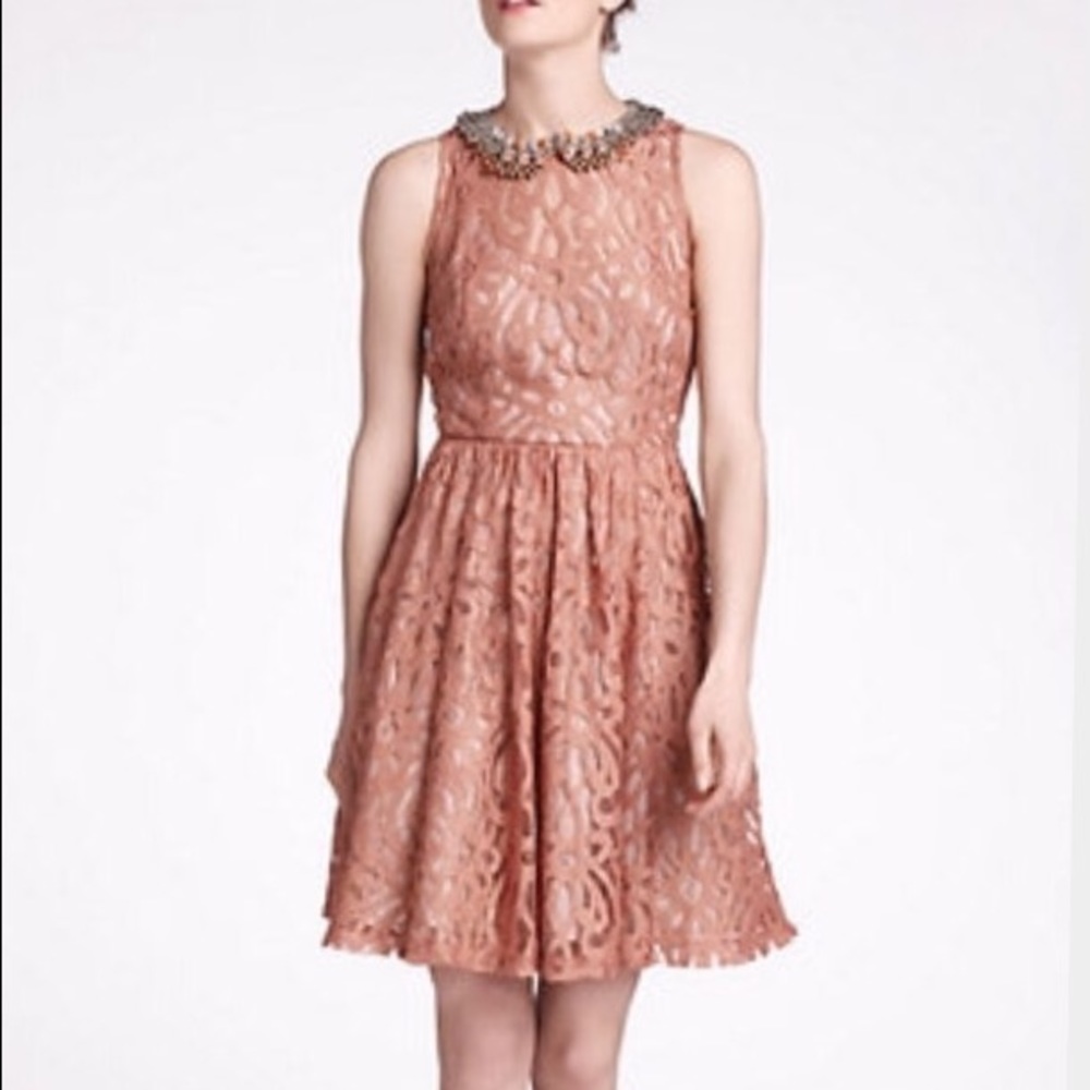 Pink lace dress.