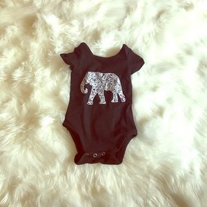 Boho Elephant Design Black Onesie