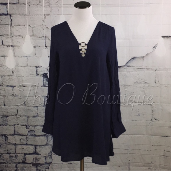 🎉CLEARANCE🎉 Navy Long Sleeve Tunic Mini Dress - Picture 5 of 5