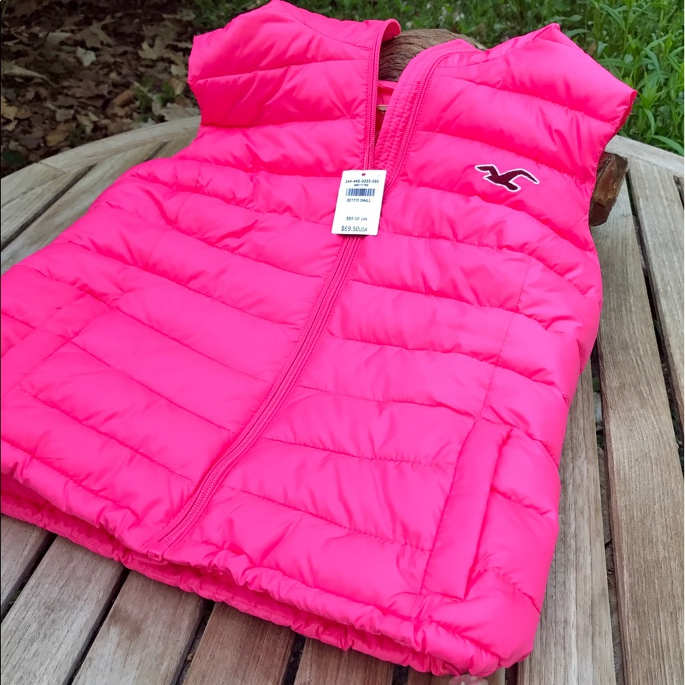 Pink Hollister puffer vest