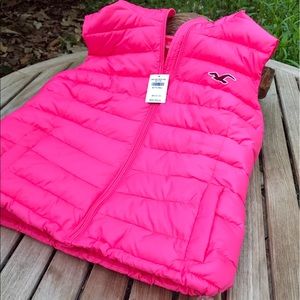 Pink Hollister puffer vest