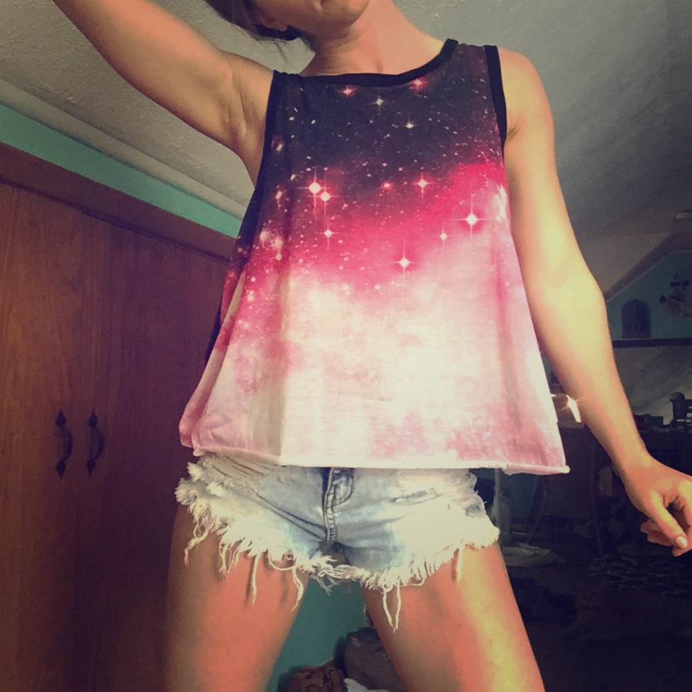 Open Back Galaxy Muscle Tank - Picture 2 of 5