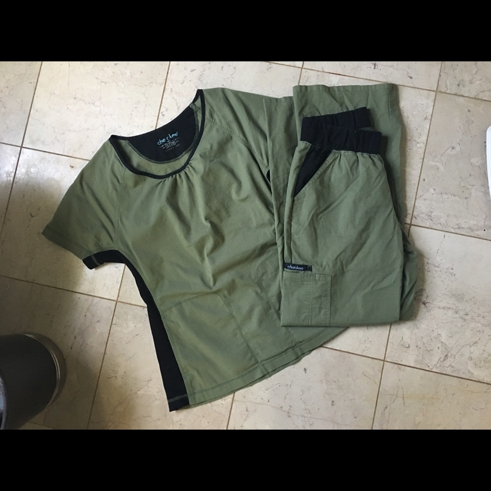 Green and Black Scrub Set