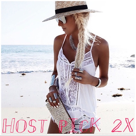 🎉Host pick 2X🎉Sheer crochet chiffon blouse tank - Picture 3 of 8