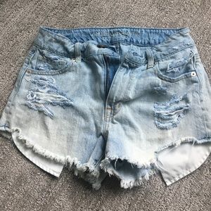 American Eagle Distressed High Waist Denim Shorts