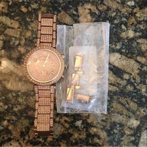 Michael Kors rose gold bling watch