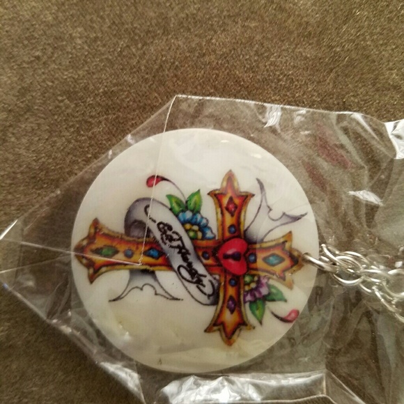 Ed Hardy mother of pearl necklace and earring set - Picture 2 of 3