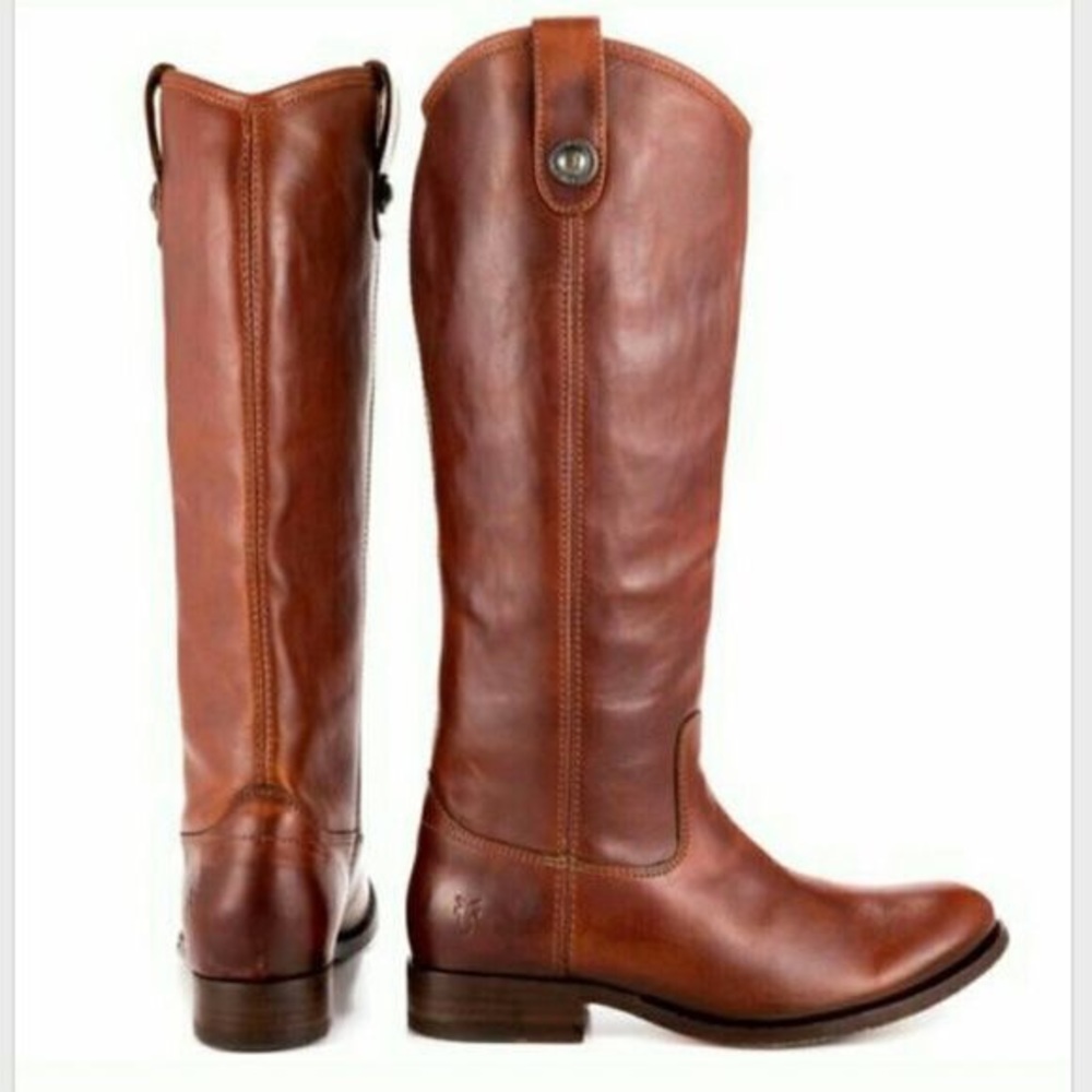 Melissa Button Frye Boots in Cognac