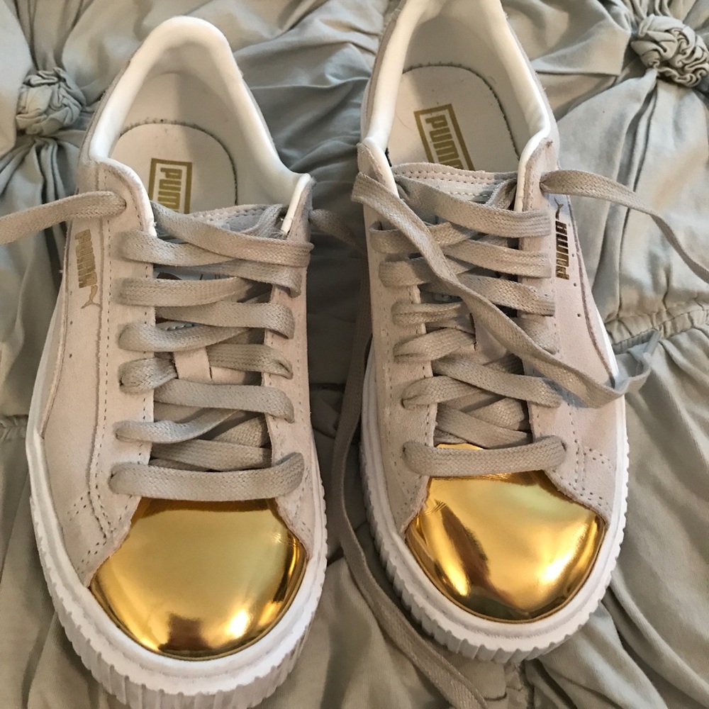 Gold toe puma platform