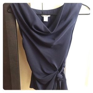 Size 2 H&M Navy Sleeveless blouse with side knot