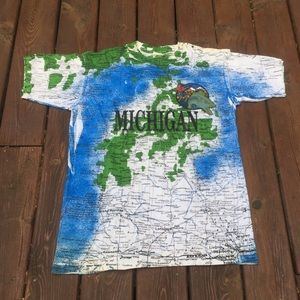 Vintage Michigan Map T-ShirtSize XL