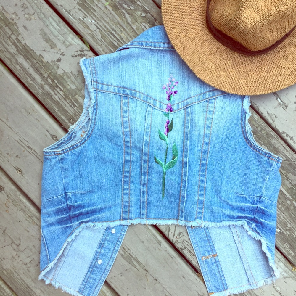 Embroidered Denim Vest