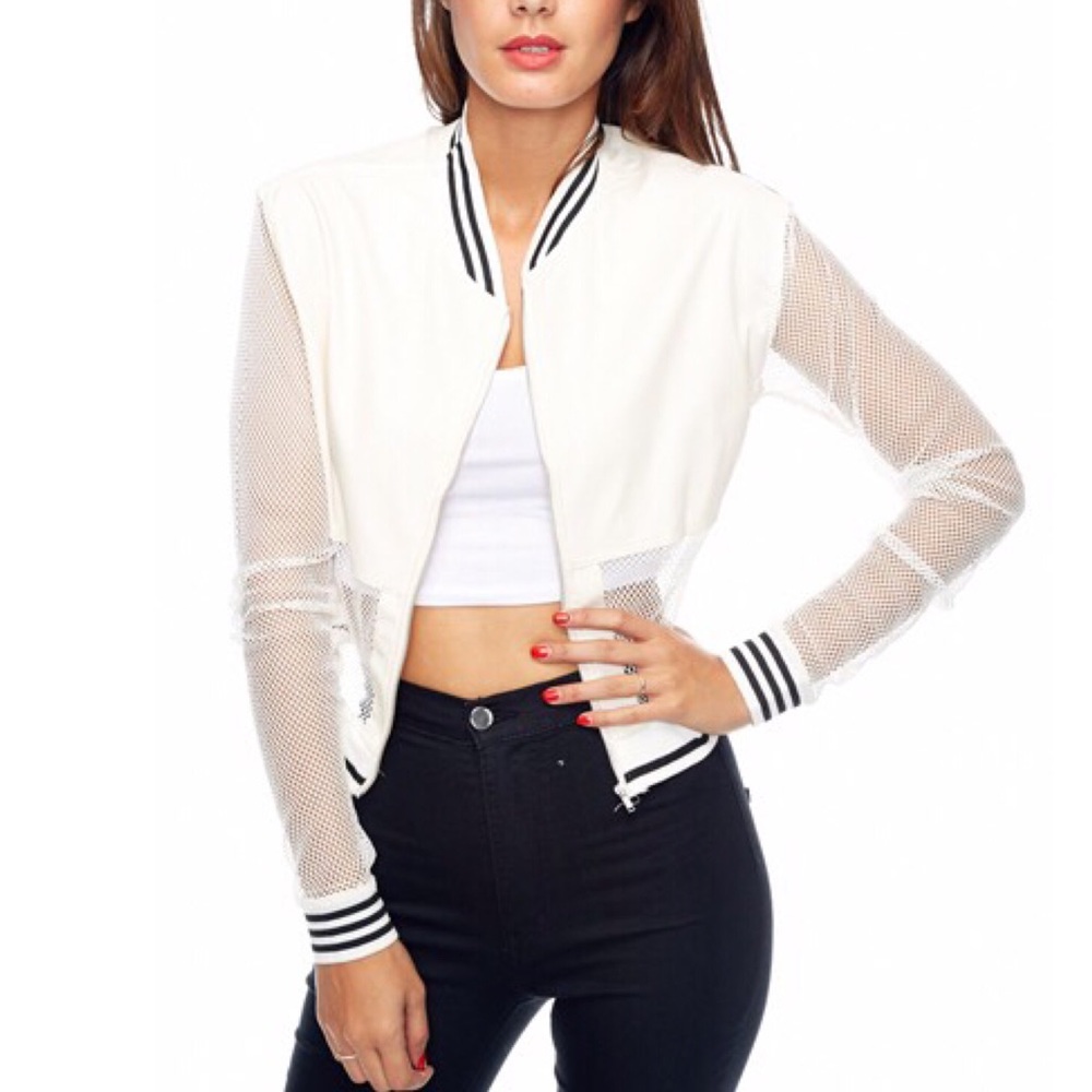 White leather & net jacket 👻