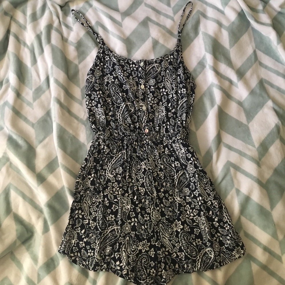 Navy blue, floral romper
